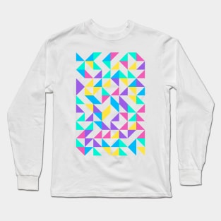 Trendy Geometric Colourful Triangle Pattern Long Sleeve T-Shirt